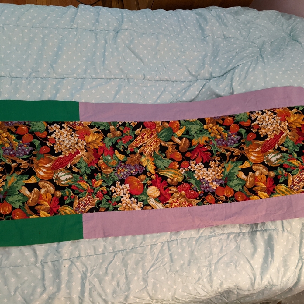Fall/Harvest Themed Veggie Table Runner, 69 " Long x 16.5" Wide, Made in USA - Picture 3 of 7
